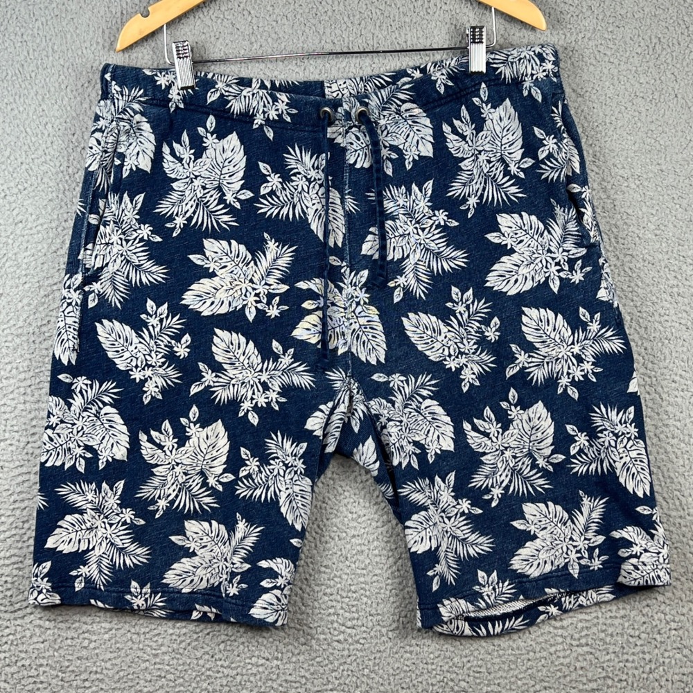 Polo Ralph Lauren Mens XXL Navy Blue Tropical Floral Hibiscus Knit Shorts Cotton